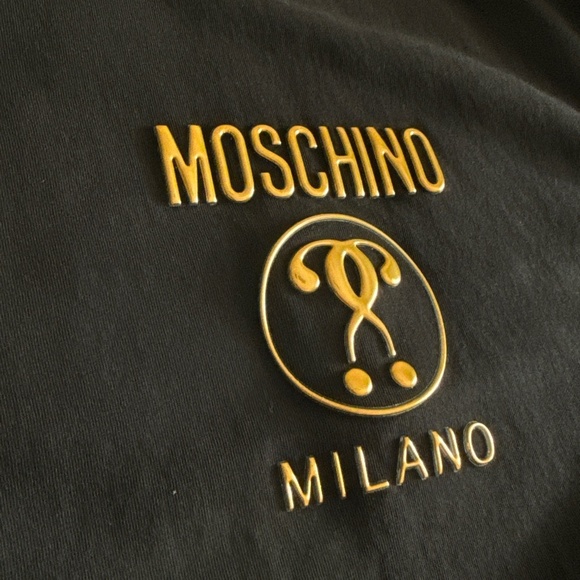 Moschino Couture Logo Tipped tee t-shirt designer embossed print Gold - Picture 4 of 6